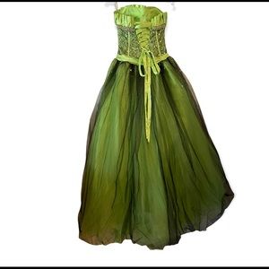 Green and Black Ballgoun Dress
